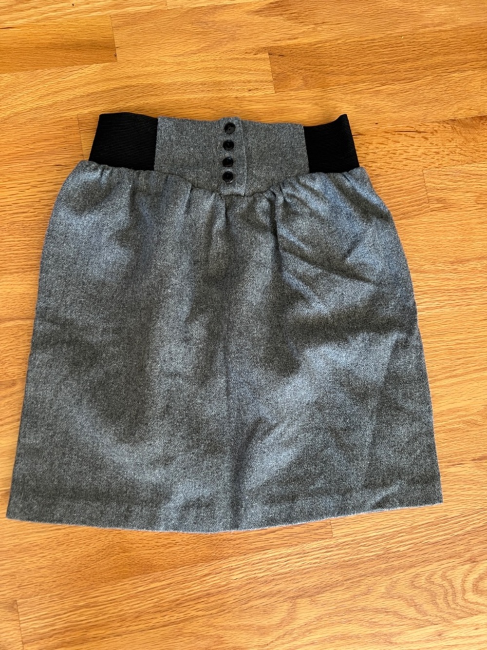 Vintage RUSS girls 14 Classic Gray A-Line Skirt - Black Waistband